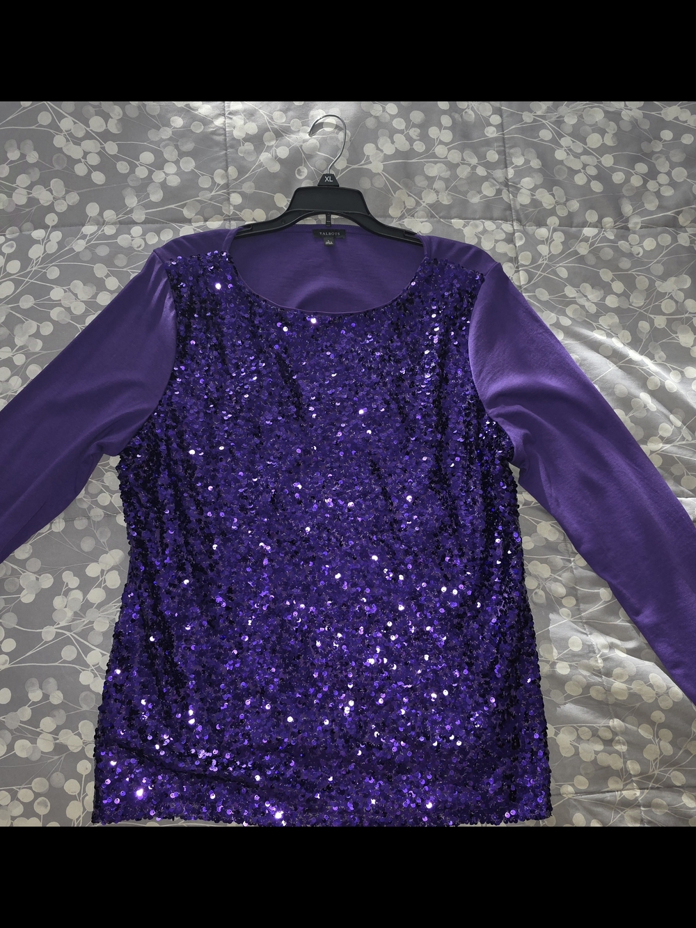 Talbots Purple Sequin Long Sleeve Top